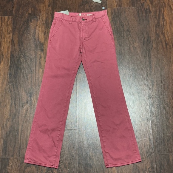 7 For All Mankind Standard Straight Leg Red Jeans Big Boys 10 women’s 25 NWT - Picture 1 of 15